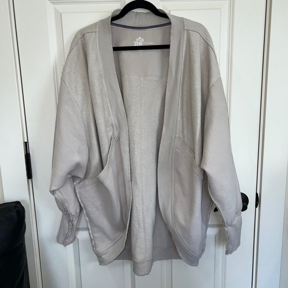 Anthropologie Pilcro Aubrey Draped Mixed Media Oversized Open Front Cardigan S/M